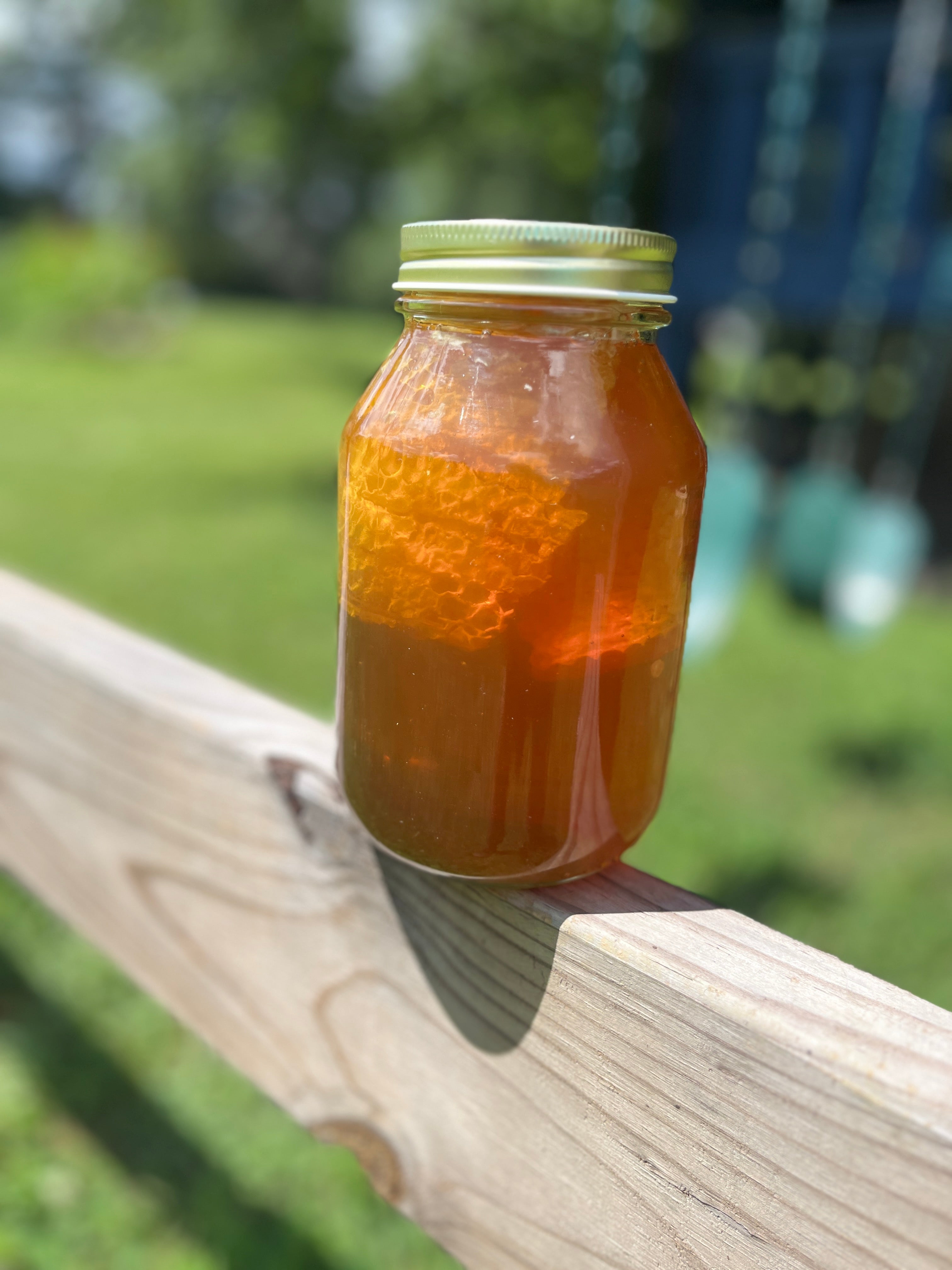Raw Honey with Cut Comb – 3 lb Glass Jar